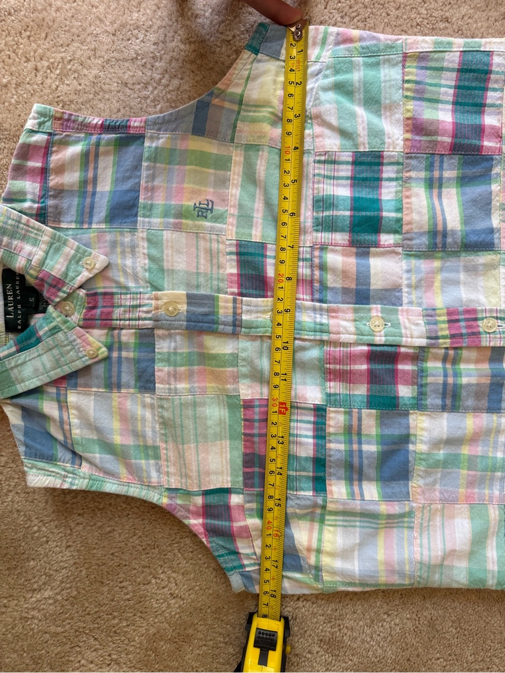 Lauren Ralph Lauren Pastel Patchwork Sleeveless Shirt Dress - Multi - Picture 9 of 10